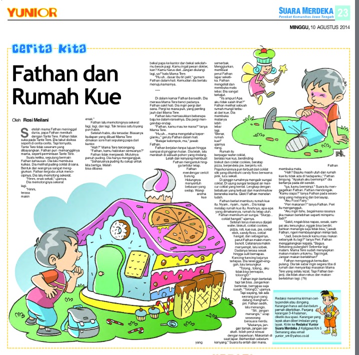 Cerita Anak di Koran Suara Merdeka  rosimeilani.com
